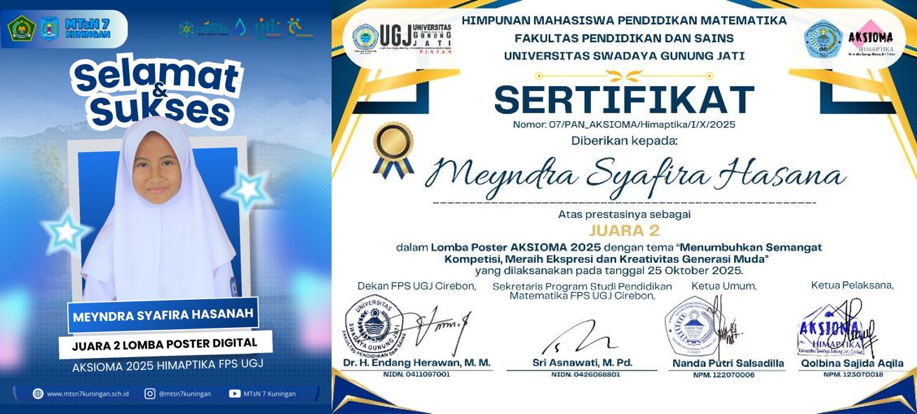 MEYNDRA SYAFIRA HASANAH RAIH JUARA 2 LOMBA POSTER DIGITAL AKSIOMA 2025 HIMAPTIKA FPS UGJ
